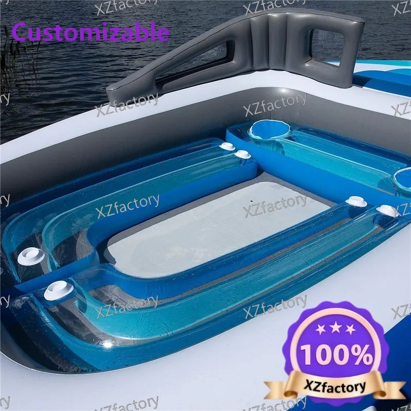 Factory Direct 2026 Top Rated Factory Stock PVC Thickened Inflatable 6 Person Island Floating Bed