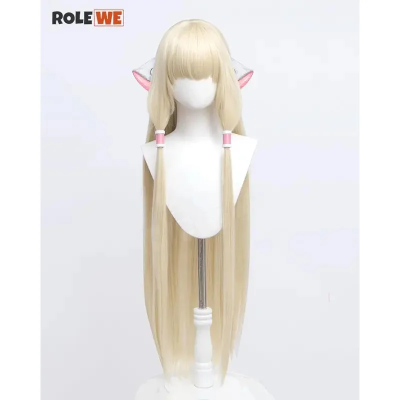 New! Anime Chobits Chi Cosplay Wig 100cm Long Straight Light Golden Wig Chobits Chi Heat Resistant Fibre Wigs + Wig Cap