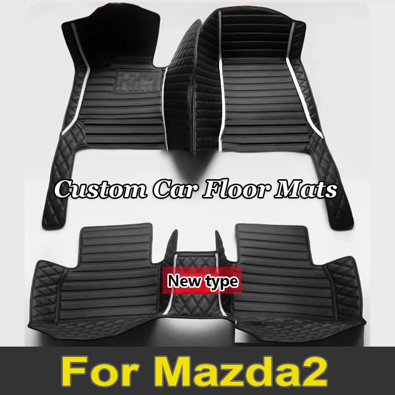 Car Floor Mats For Mazda2 Mazda 2 Demio Toyota Yaris R DJ DL 2015~2022 Leather Mat Rugs Carpets Interior Parts Car Accessories