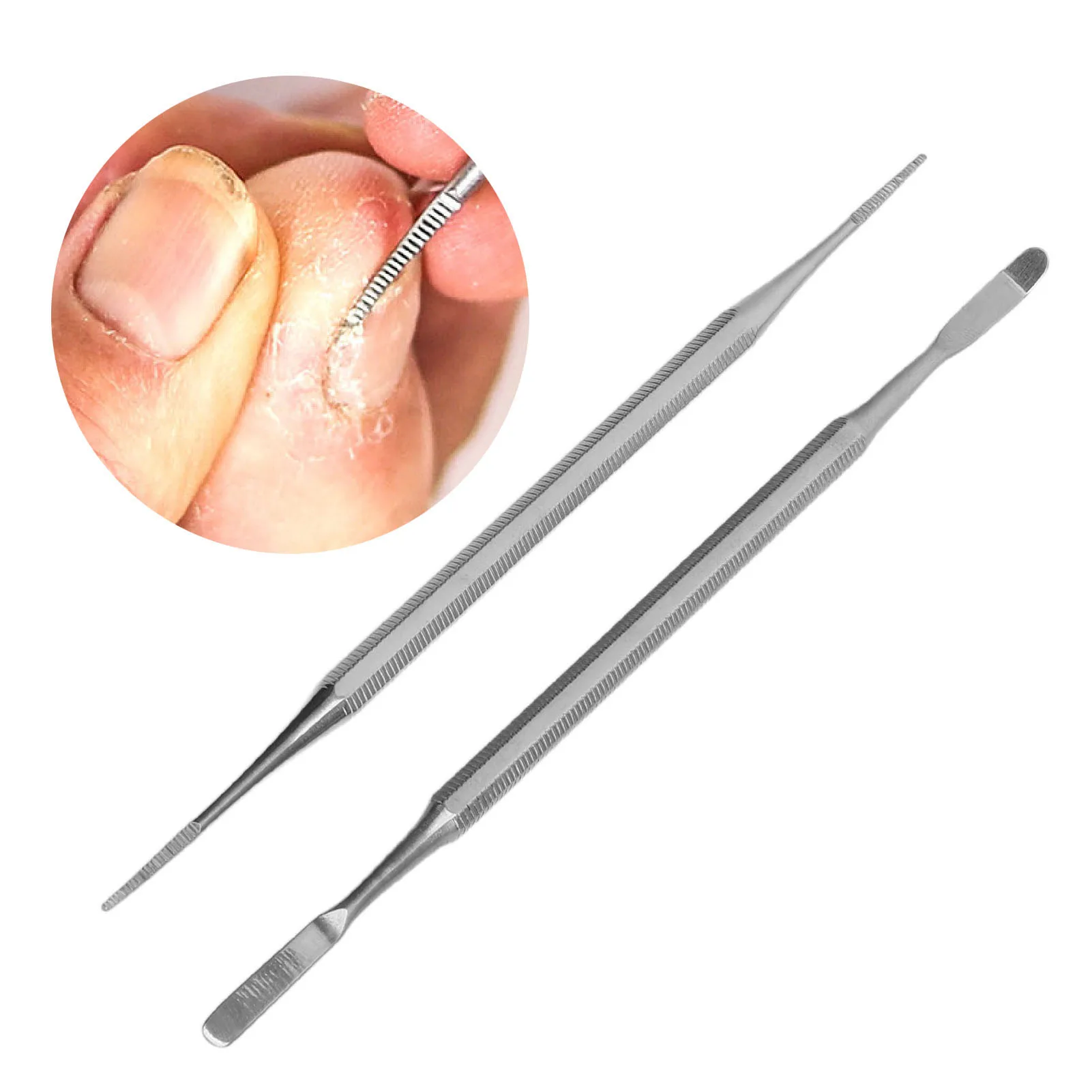 Ingrown Toenail Tool Stainless Steel Double End Toenail File &Lifter Paronychia Toe Correction Manicure Pedicure Nail Clean Care