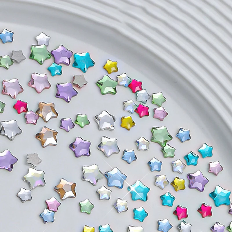 50 Stück Sternförmige 4/6MM Glitzernde Flache Acryl-Kristalle Mini Nagelkunst-Strass Farbige 3D DIY Maniküre-Dekorationen Diamanten – Detail 7