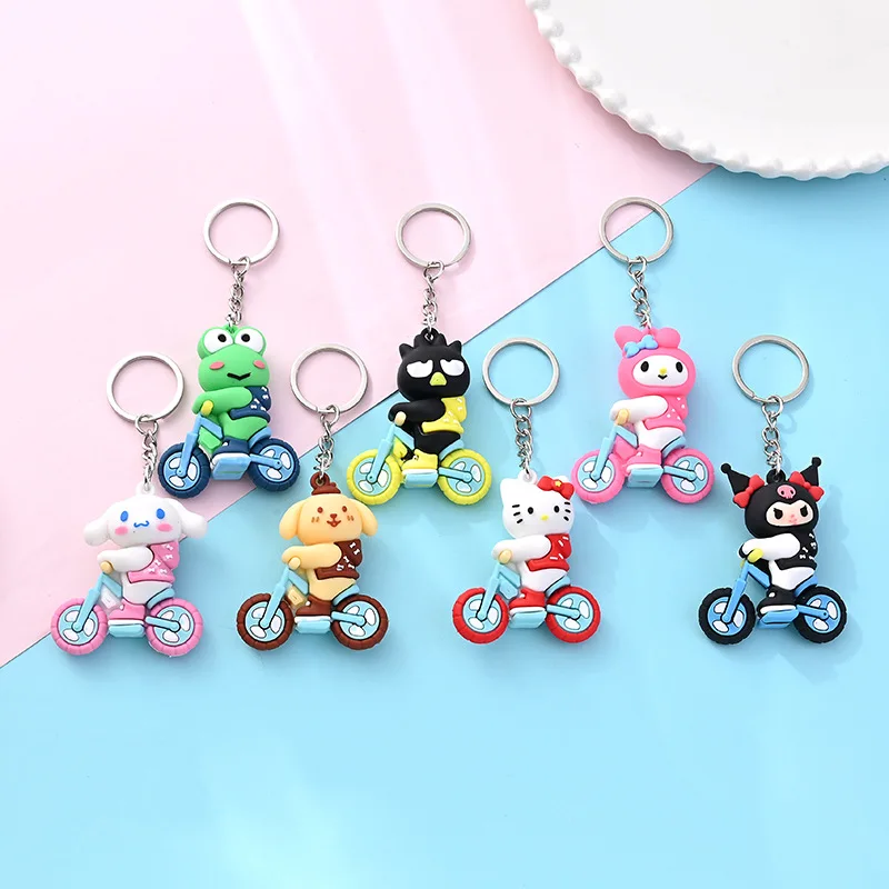 

Sanrio мультяшный персонаж велосипедный брелок Cinnamoroll кукла Шарм автомобильный брелок для ключей украшение сумки фигурка Шарм сумка аксессуар подарки