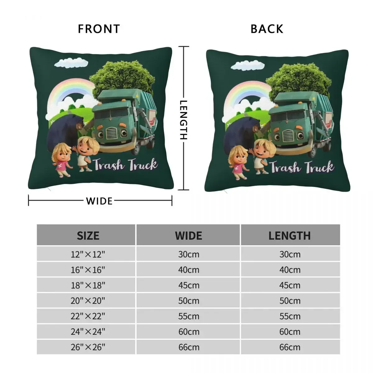 Trash Truck Animation, Trash Truck Netflix Square Pillowcase Pillow Cover Polyester Cushion Decor Comfort Throw Pillow for Home