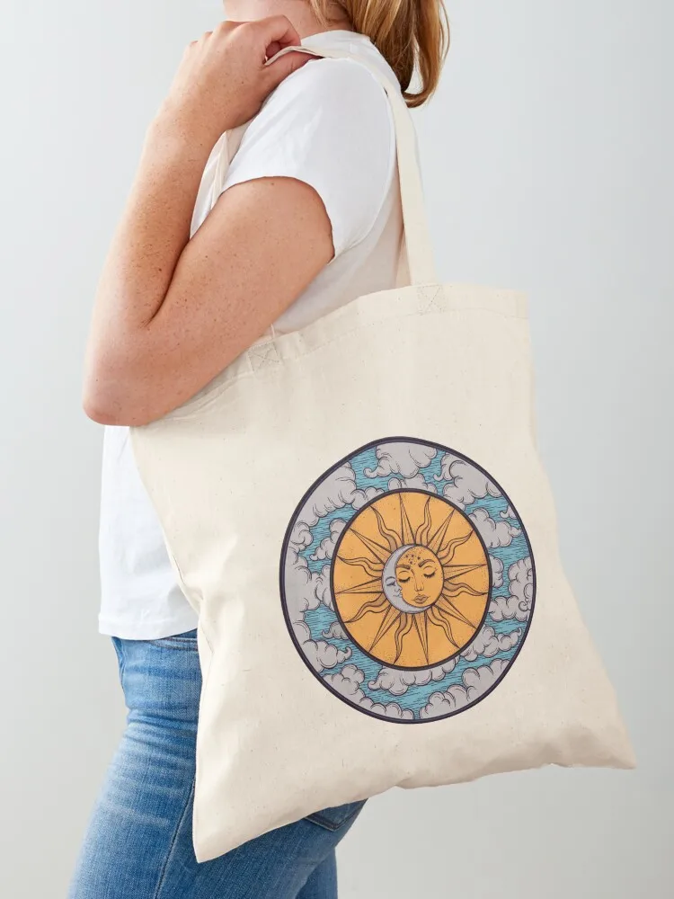 Sun and Moon design Tote Bag cute pouch bag bags luxury women reusable shopping bag tote canvas