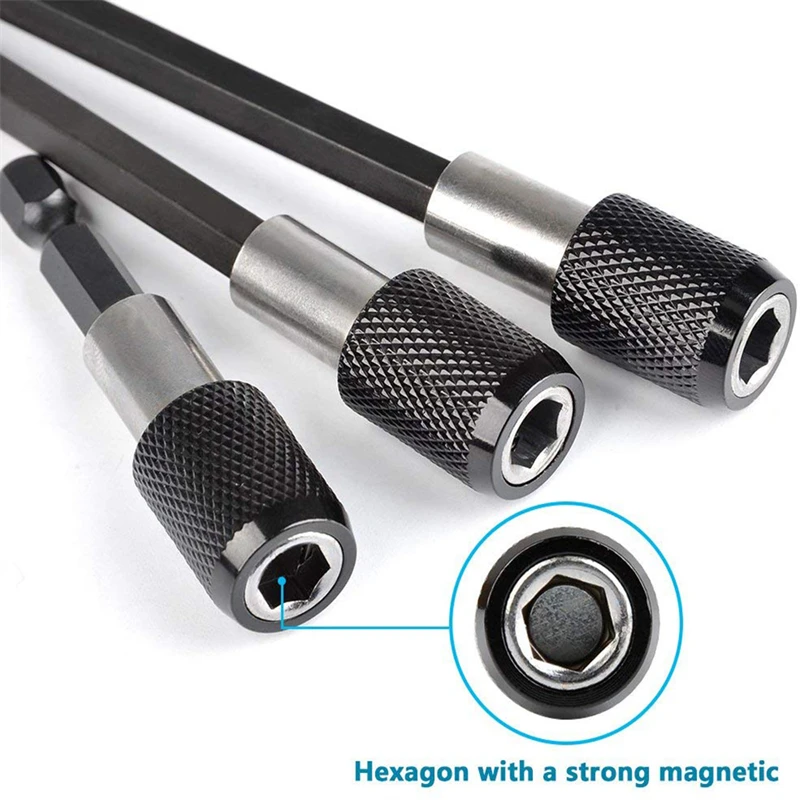 1/4 Inch Hex Shank Quick Release Electric Drill Magnetic Screwdriver Bits Adjustable Extension Rod Holder Bar Shank Power Tools