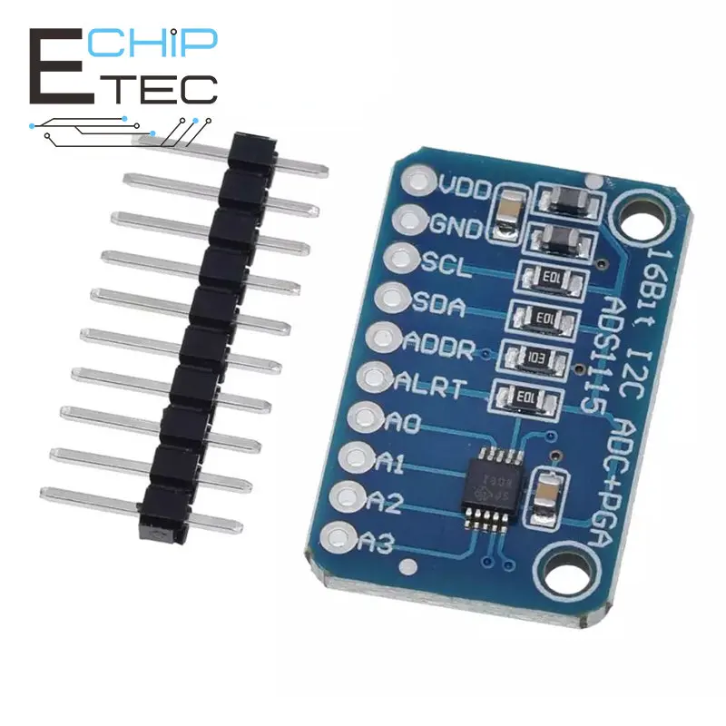 

Модуль ADC 4-канальный с усилителем Pro Gain для Arduino RPi, 16 бит, I2C ADS1115, 1 шт.