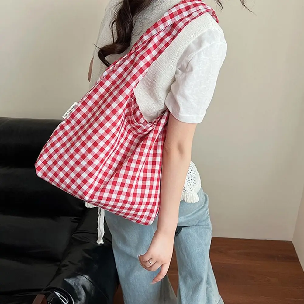 

Casual Vintage Plaid Underarm Bags Large Capacity Students Single Shoulder Bag Lightweight Commute Women's Handbag Girls