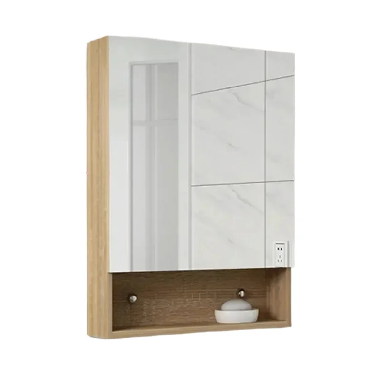 

Modern Bathroom Mirror Cabinet Solid Wood Waterproof Toilet Small Space Wall Hanging Storage Cabinet Bathroom Furniture FYBC