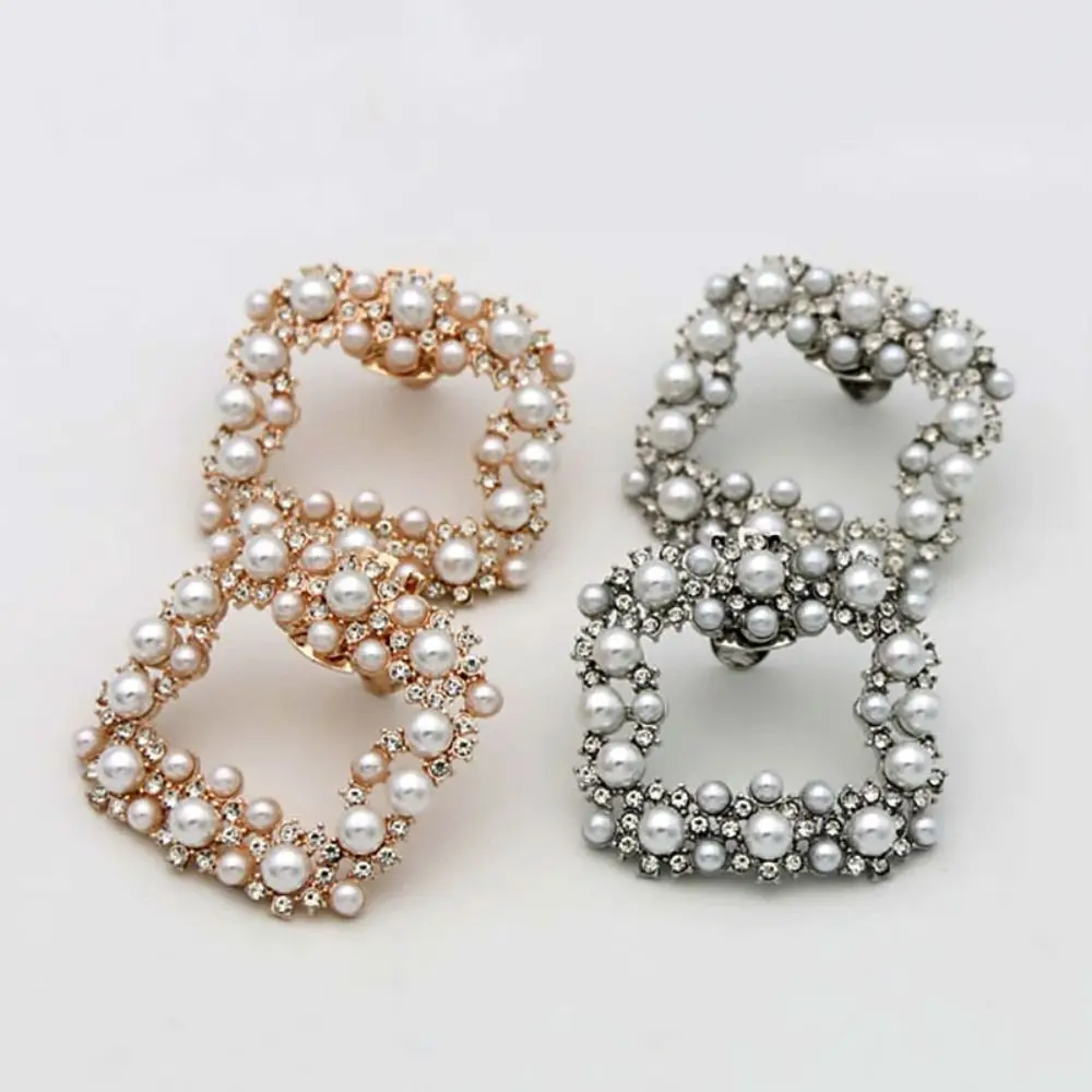 Hot Sale Pearl Decoration Clips Charm Shoe Buckle Wedding Big Pearl High Heel Shoe Clamp Crystal Rhinestone Sewing Accessories