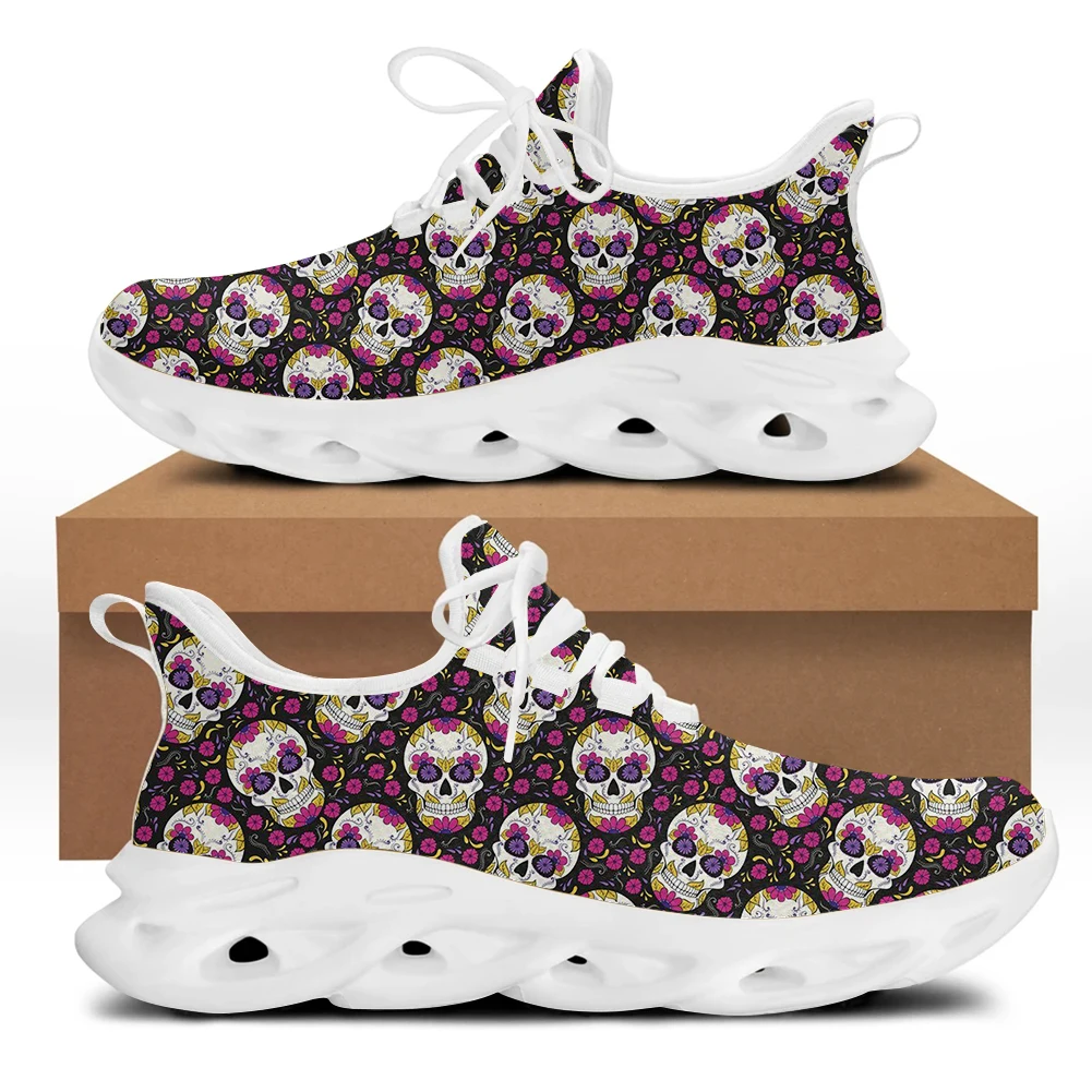 Belidome Suiker Schedel Bloemenprint Womens Air Mesh Loopschoenen Atletische Vrouwen Sneakers Antislip Tennis Schoenen Zapatos Mujer