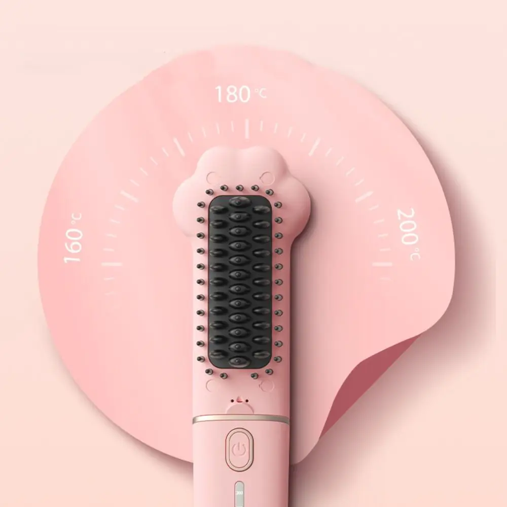 New Kawaii Straight Hair Comb Portable Negative Ion Electric Hot Comb Multifunctional Anti-Scalding Styling Tool