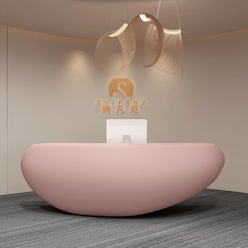 

Customized.Yicheng Beauty Wholesale Modern Beauty Salon bar Counter Cashier Desk Creative Custom Shaped Reception Desk for Sale