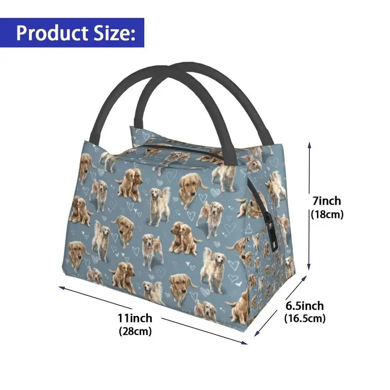 Bolsas de almuerzo con aislamiento The Golden Retriever para mujer, a prueba de fugas, enfriador térmico para perros y cachorros, bolso de mano para oficina, Picnic y viajes