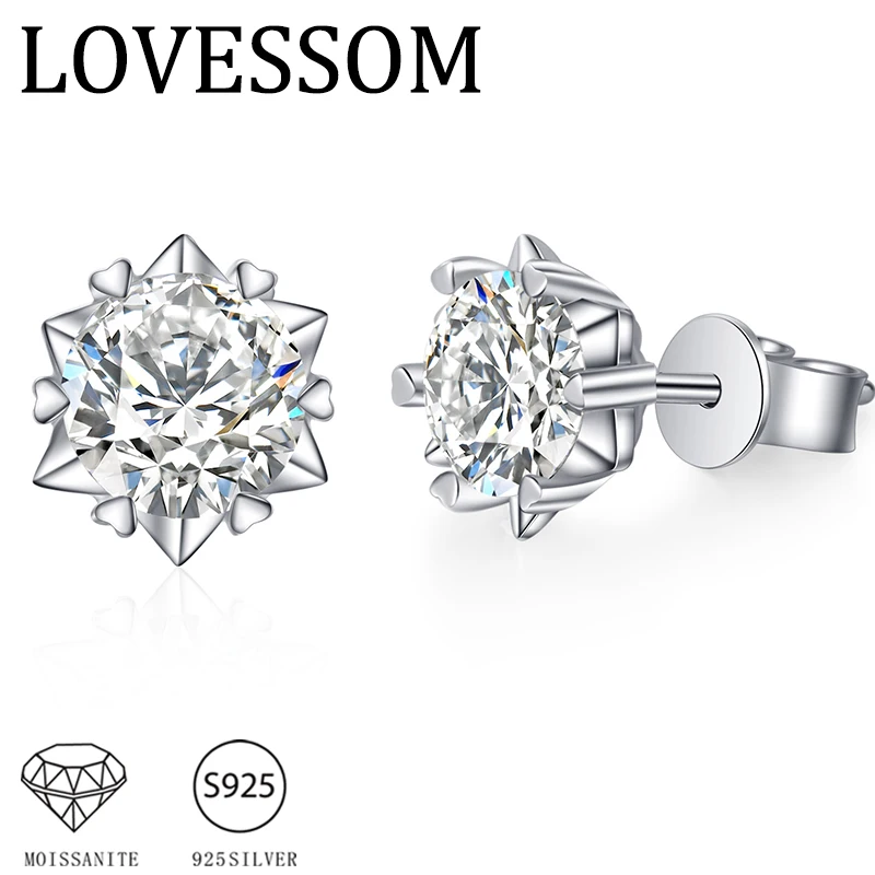 

Серьги-снежинки из стерлингового серебра 925 пробы с муассанитом — модный, классический, простой, повседневный, элегантный дизайн, высококачественные роскошные серьги