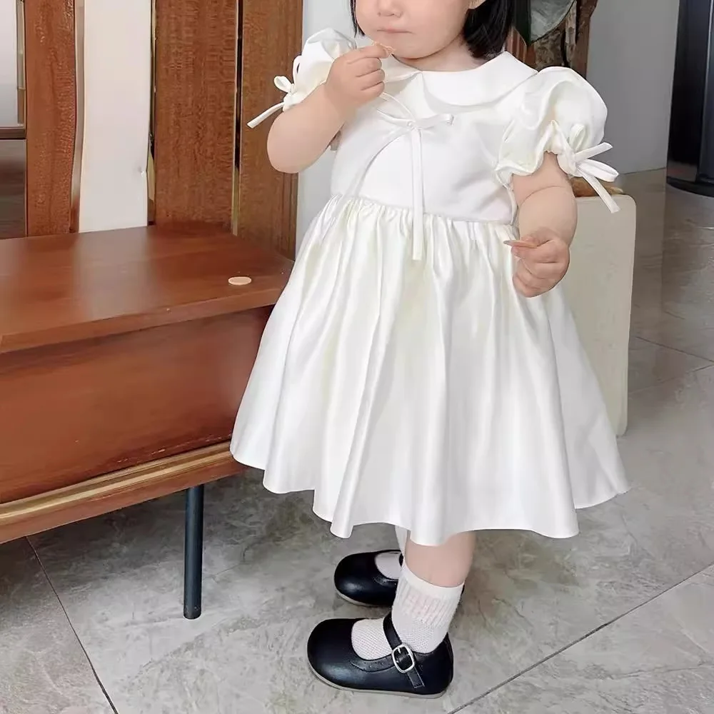 

New Girls 1 st Birthday Baptism Princess Ball Gown Children Cute Doll Collar Puff Sleeve Wedding Party Dress y1310