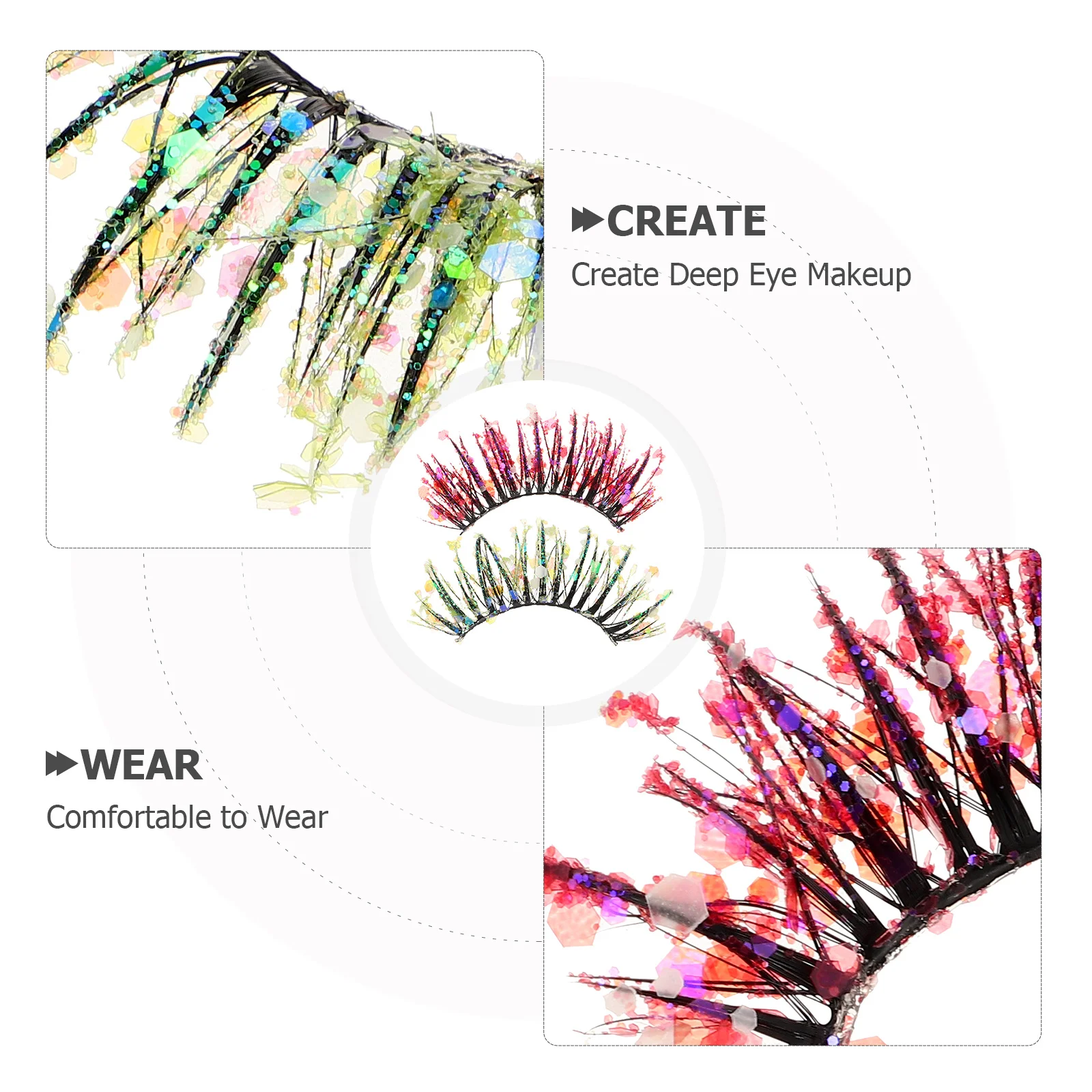 2 paia 3D Glitter Ciglia Finte Strass Colorati Drammatico Sparkle Party Stage Cosplay Trucco Ciglia Colori Trucco Ciglia