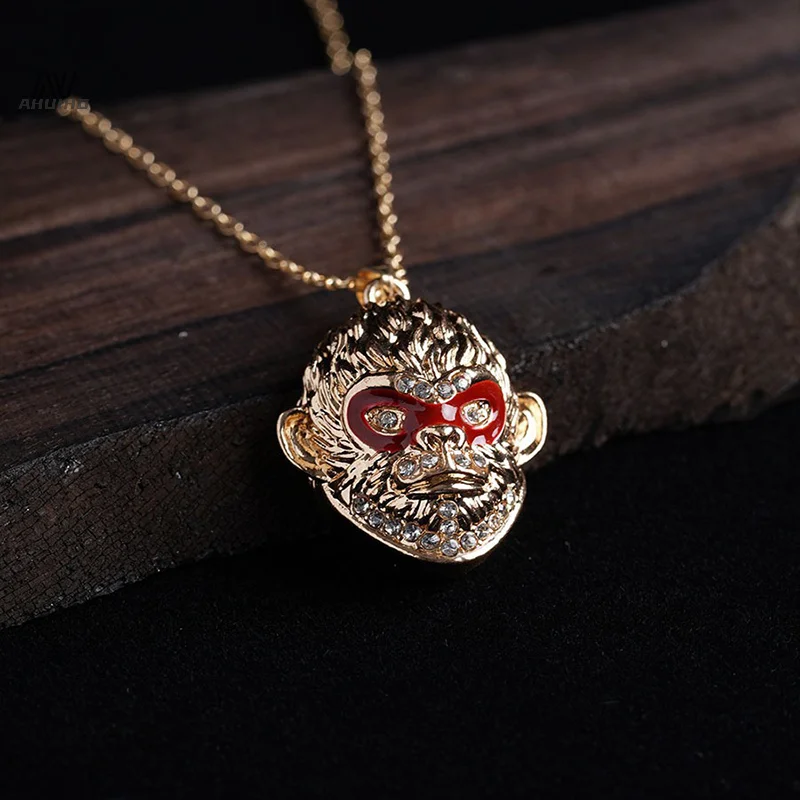 Game Peripheral Black Wukong Myth Pendant Necklace For Men Women Rhinestone Wukong Mask Necklace Punk Y2K Jewelry Birthday Gifts