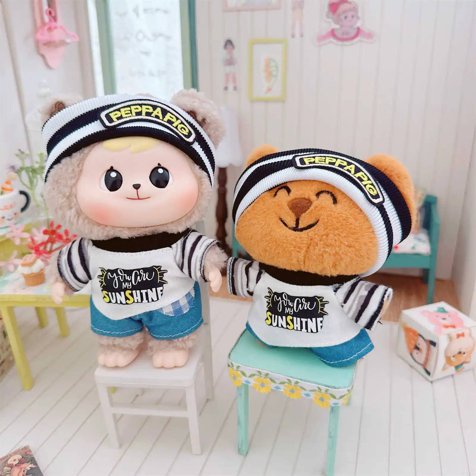 Kawaii Mini Idol Doll Clothes Set, Cute Cool Boy Graffiti, Plush Doll, Dress Up, Changing Clothes, Game, Girls Gifts, 3Pcs