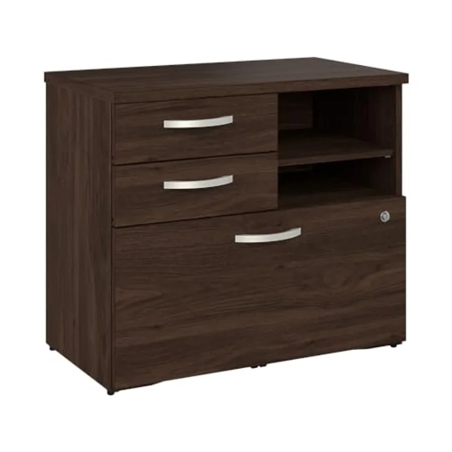 

Bush Business Furniture Studio C Office Storage Cabinet with Drawers and Shelves in Black Walnut, Organization for Home or Prof