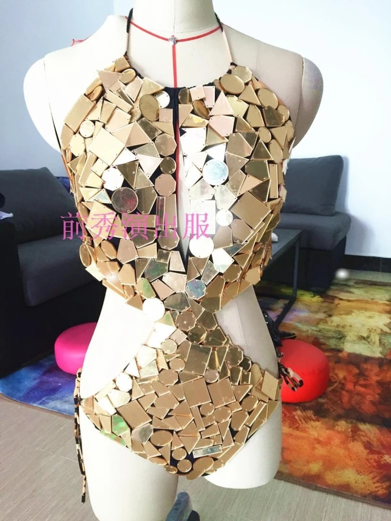 Neue sexy Mädchen Spiegel Kostüm Club Party Spiegel Anzug Damen Gogo Clubwear Nachtleben Kleid Tanz Kleidung Body