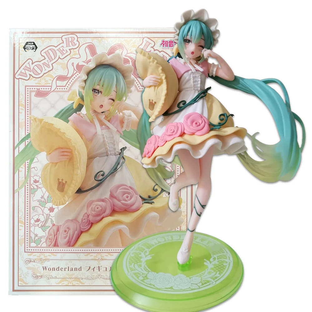 Figura Anime Hatsune Miku Wonderland, Almofada da Bela Adormecida, modelo de pijama, brinquedo figurativo, coleção de presentes, 18cm
