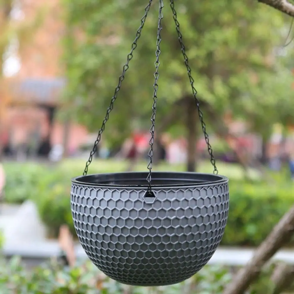 Plastic Imitation Weaving Flower Pot Hanging Self Absorbent Hydroponic Flowerpot Garden Decoration Honeycomb Pattern