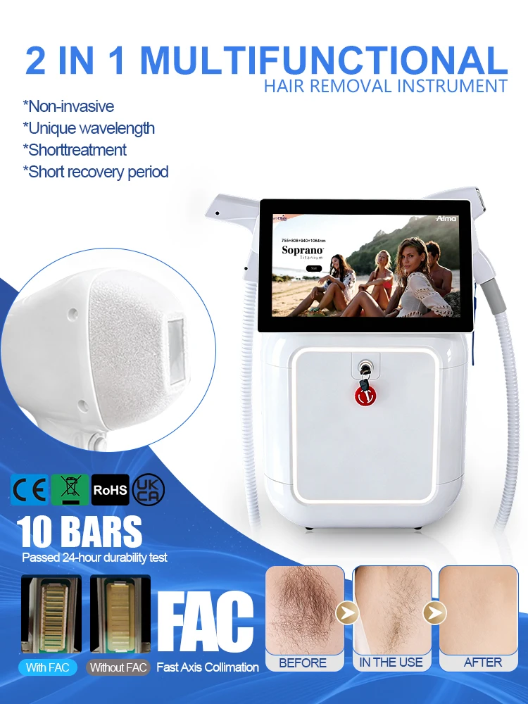 Professional 5000w Soprano Diode Laser Hair Removal 5 Waves 830/940/755/1064/808nm CE Certificate Alexandrite Device Permanent