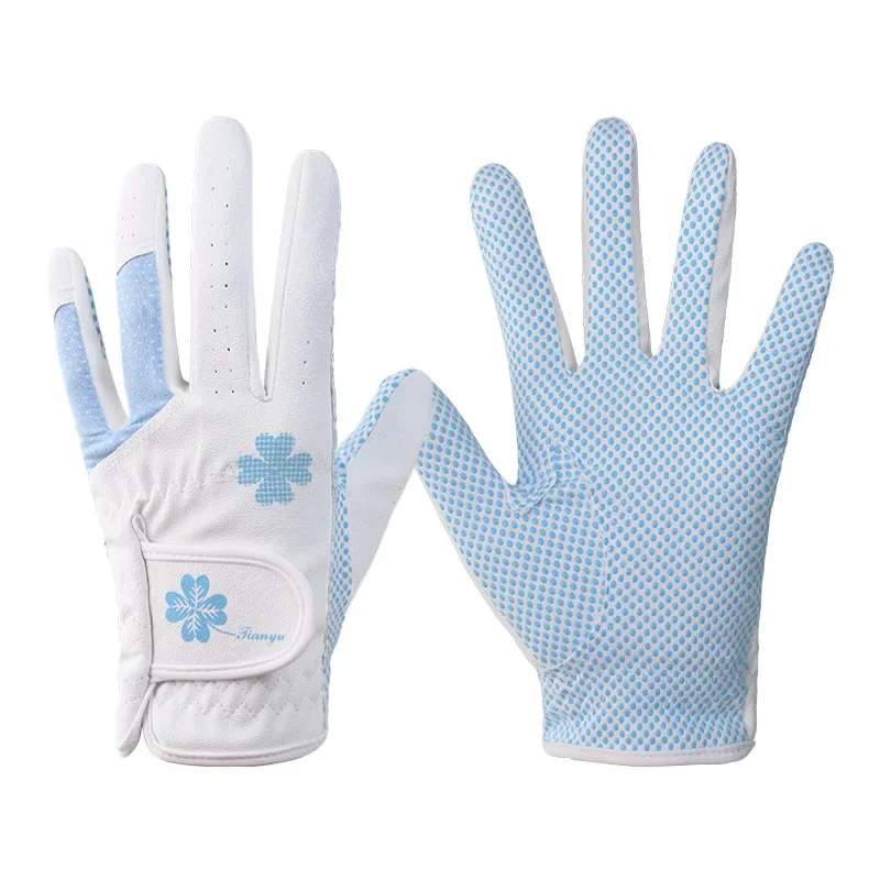 PU Leather Golf Gloves for Women, Left and Right Hand, Silicone Particle, Anti-Slip, Golf Gloves, 1 Pair