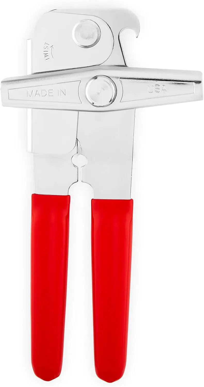 

EZ-DUZ-IT Deluxe Can Opener with Red Grips, Smooth Edge, Easy Turn Knob, Kitchen Gadget