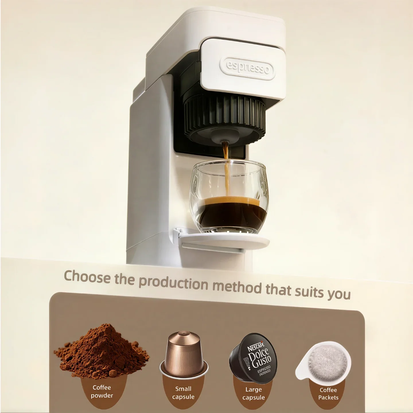 4 in 1 Portable Espresso Coffee Maker Wireless Battery Powered USB Coffee Machine for Cap sule Ground Coffee Outdoor Office Home