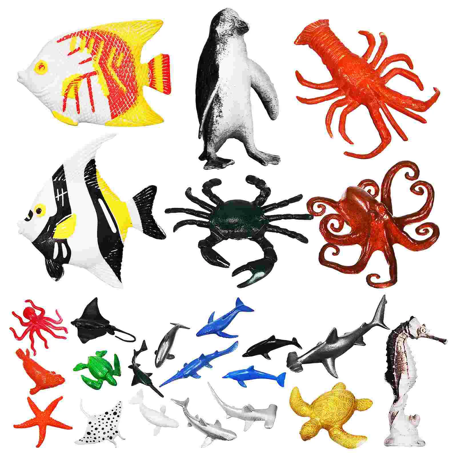 24 Pcs Mini Small Sea Animal Toys Figures Ocean Animals Fake Carp Educational Demonstration Figurine Plastic Figurines Life