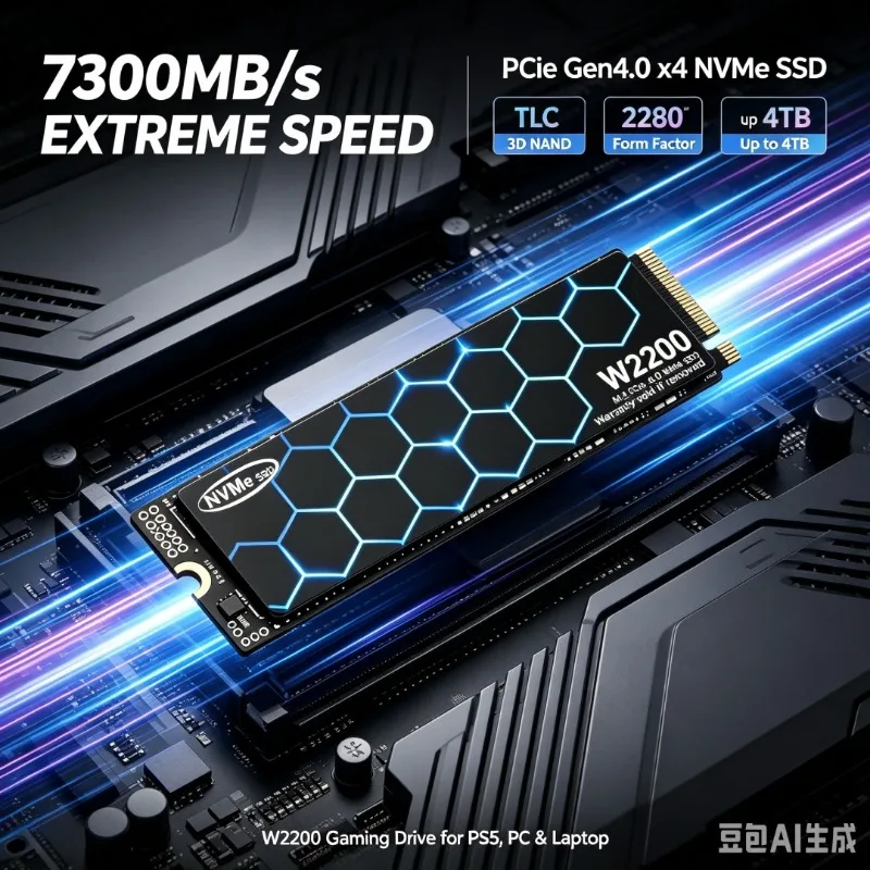 W2200 M.2 2280 NVMe PCIe 4.0 SSD Up to 7300MB/s Internal Solid State Drive 500GB‑4TB For PS5 Laptop Desktop Gaming PC Storage
