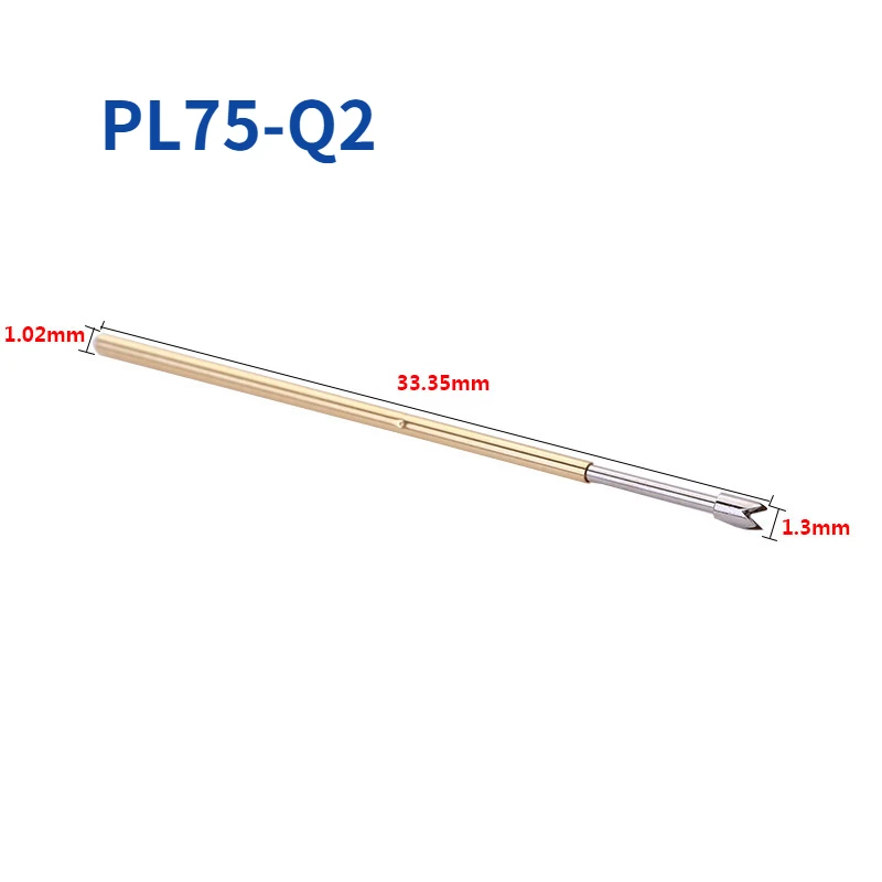 100PCS/package Spring Test Needle PL75-Q2 Four-jaw Plum Blossom Head Outer Diameter 1.02mm Length 33.35mm PCB Probe