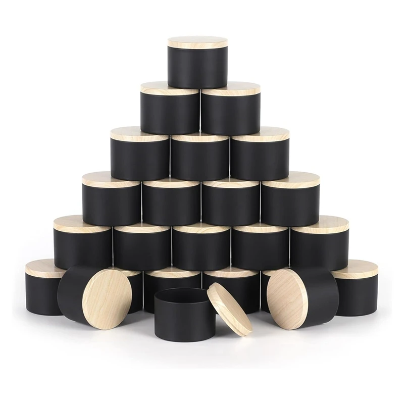 24 Pack 4 Oz Black Candle Tins With Lids, 4Oz Candle Jars For Making Candles Bulk Easy Install