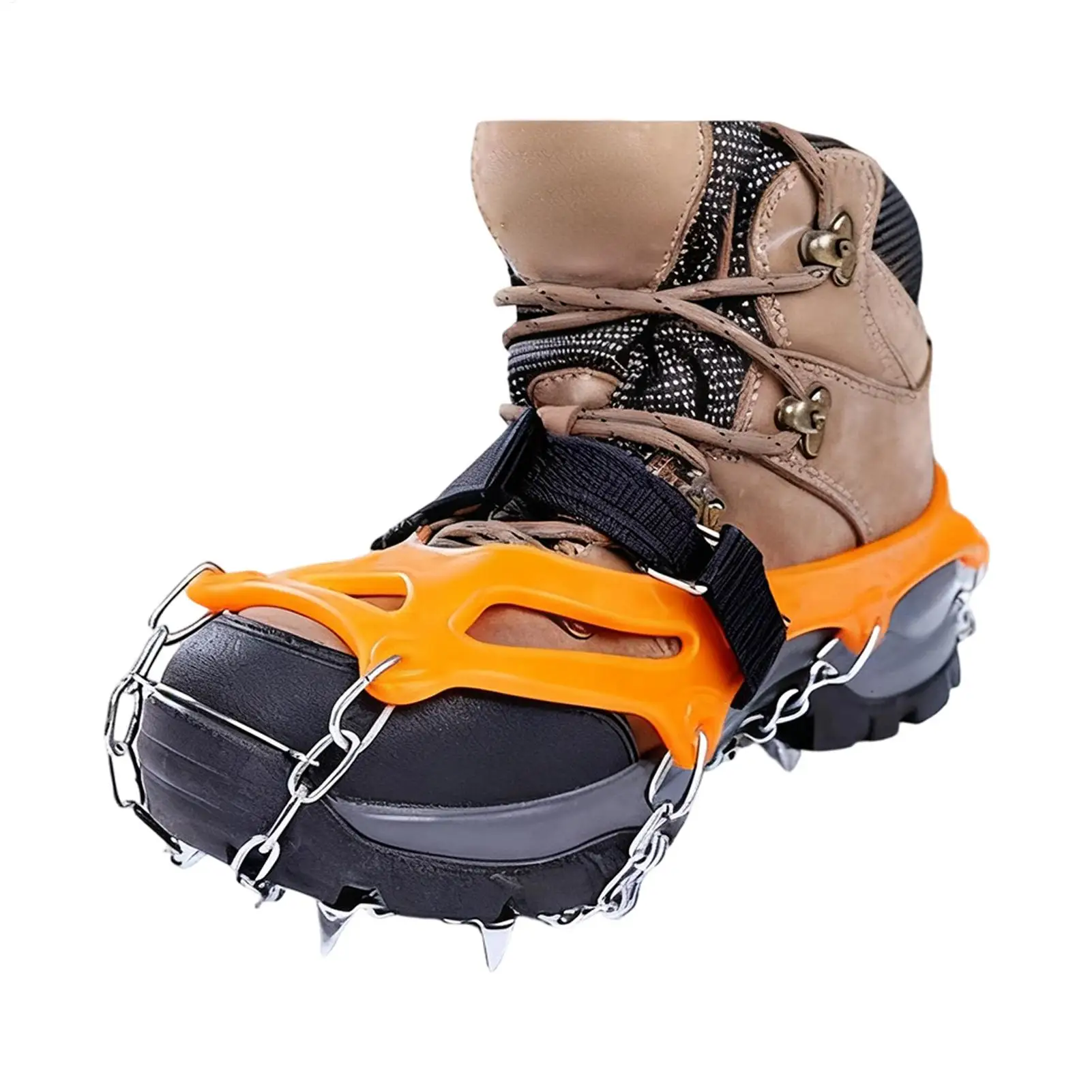 حذاء الجليد غير قابل للانزلاق من الفولاذ المقاوم للصدأ، حذاء الثلج والثلج لصيد الأسماك والمشي وتسلق الجبال والمشي لمسافات طويلة والسفر والتسلق