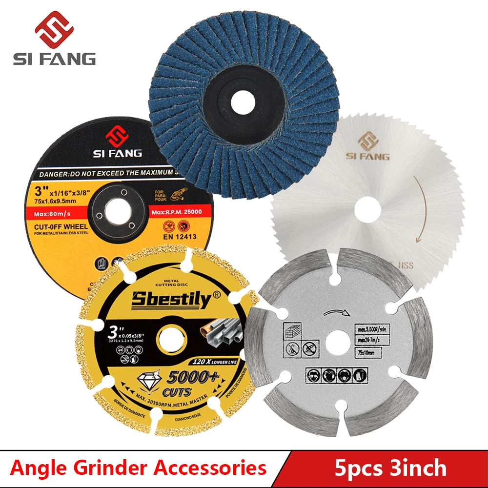 

5PCS 75mm Cutting Disc Grinding Wheel Metal Woodworking Stone Marble Cutting Grinding Saw Blade for Mini Angle Grinder