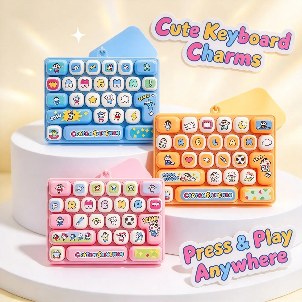 Hot 26 Key Crayon Shin-chan Keychain Clicker Keychain Bag Pendant Shin Chan 26-key Keyboard Clicker Toys Anti Stress 26키 키보드 클리커