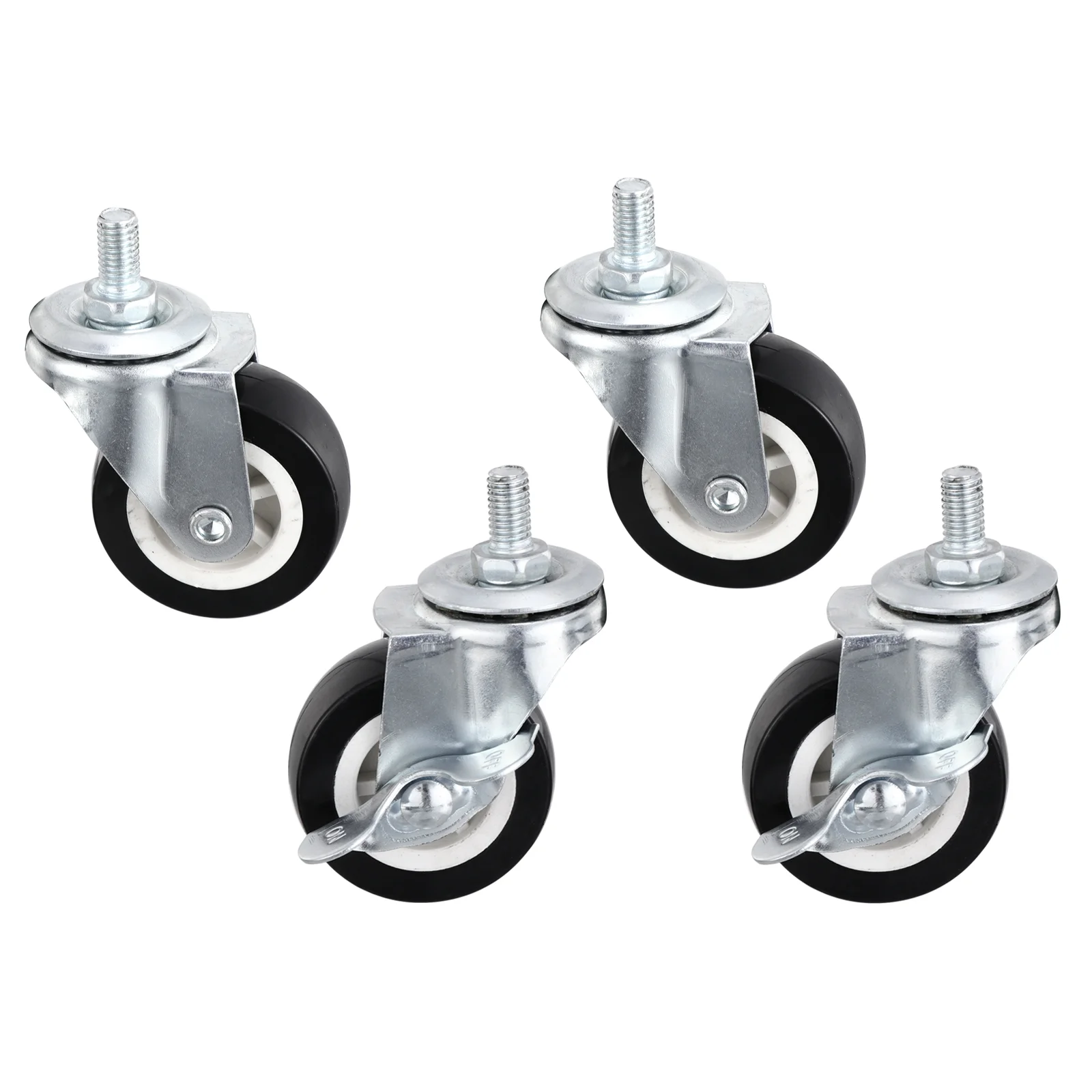 4 Pcs Wheel Swivel Casters for Industrial Threaded Stem Mount Furniture Iron No Noise Wheels Castors Heavy Duty 2 Inch