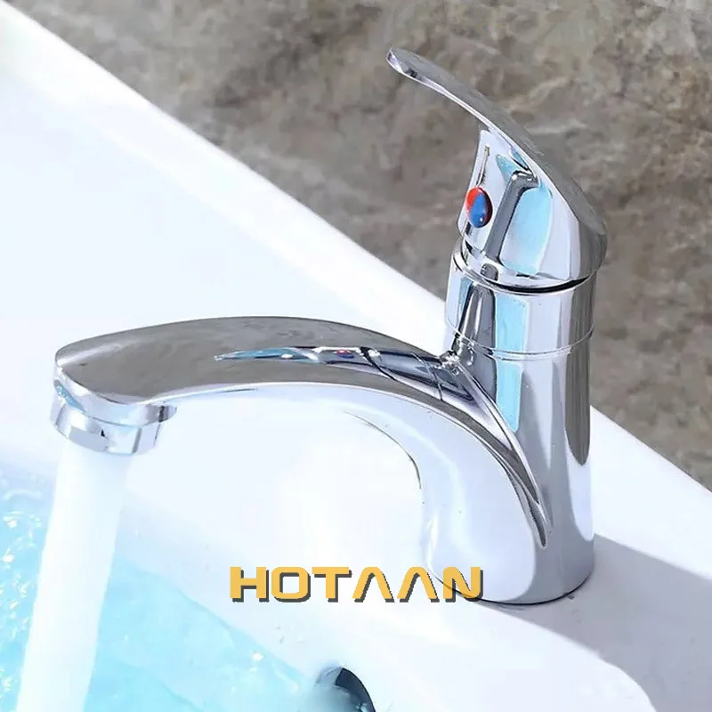 HOTAAN . Single Handle one hole Bathroom Basin Faucet  Single Cold Copper Vessel Sink Water Tap Mixer Chrome Finish