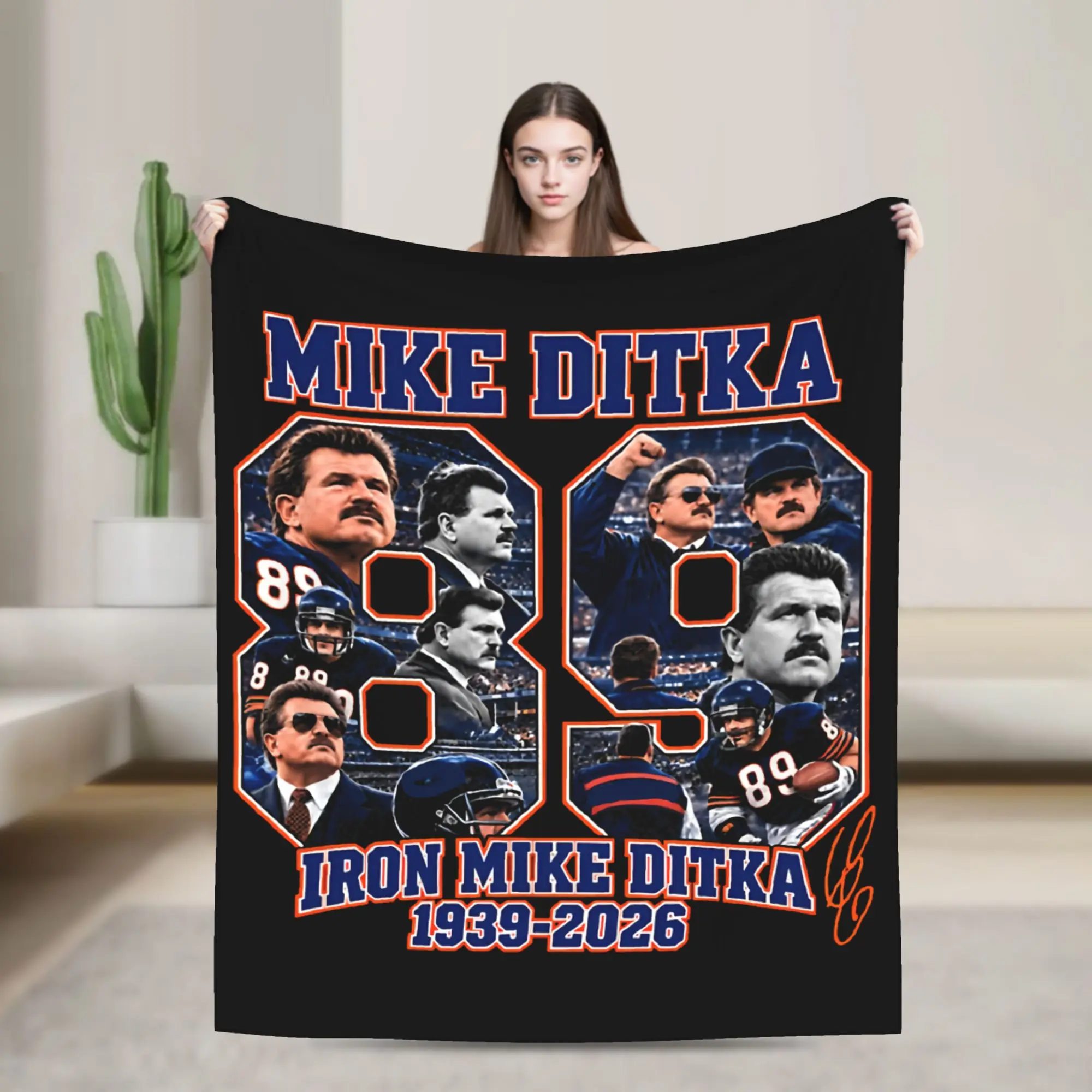 Mike Ditka Memorial Football Legend Flannel Blankets  Awesome Throw Blankets for  Sofa Bedding Lounge 150*125cm Quilt