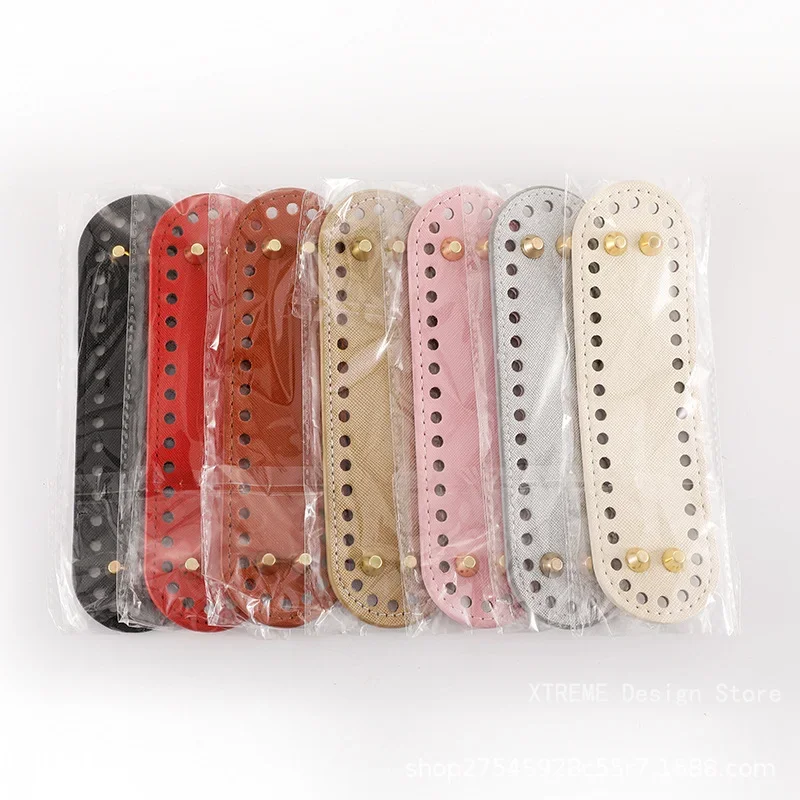 5*18cm Wholesale Oval Long Bottom For Knitted Bag Pu Leather Bag Accessories Handmade Base With 38 Holes Diy Crochet Bag Bottom