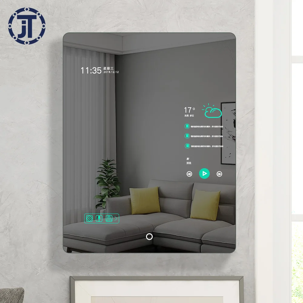 Custom Size Smart Bathroom Full Hd Tv Mirror Magic Display Digital Advertising Mirror Android Wall Mounted Lighted Mirror LED Li