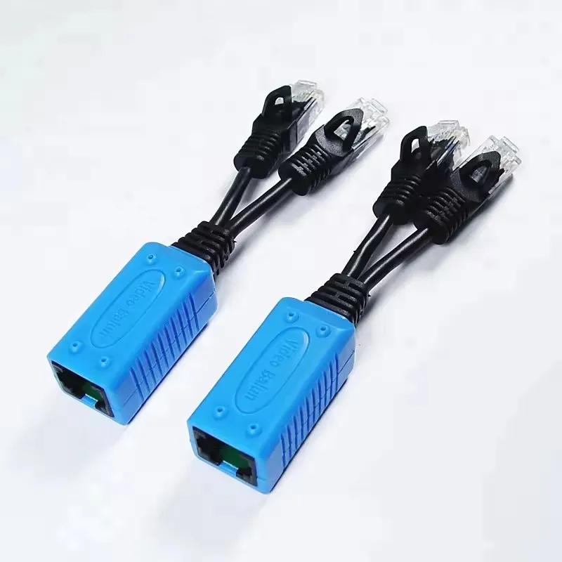 1 pasang RJ45 Splitter Combiner kabel Upoe dua kamera POE menggunakan satu kabel jaringan kabel adaptor POE konektor kabel listrik pasif