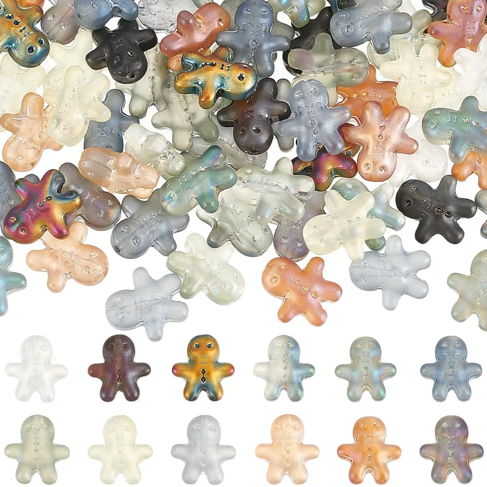 20 Stück 14 x 15 mm Weihnachts-Lebkuchenmann, matte Kristallglasperlen, Kunsthandwerk für die Schmuckherstellung, DIY-Ohrringe, Halsketten-Zubehör