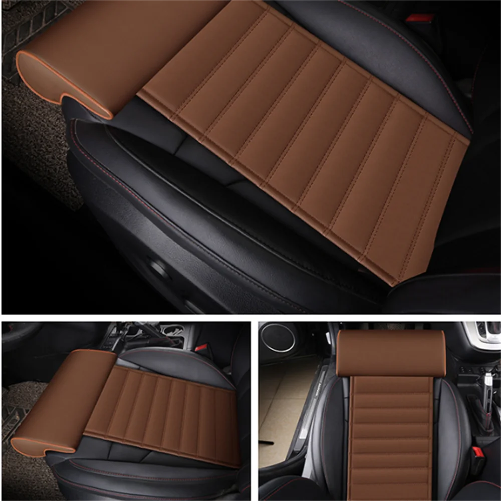 PU Leather Car Seat Extender Cushion Leg Support Pillow Long-Distance Driving Relieve Leg Pain Driver Protector Mat Knee Pad