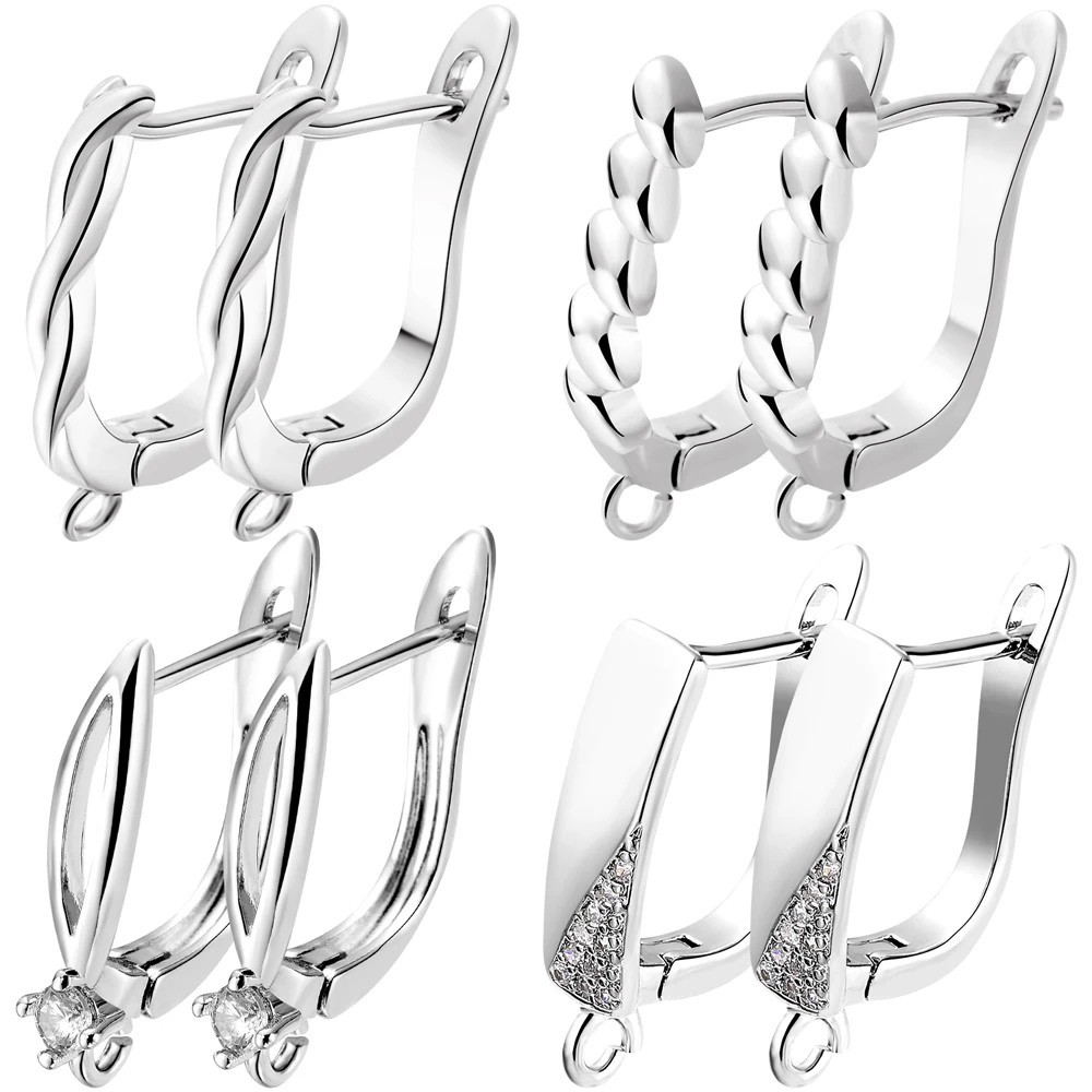 Juya 18K Real Gold Plated Creative Shvenzy Ear Wire Fasteners Earring Hooks Accessories For DIY Women's Earrings Making Material
