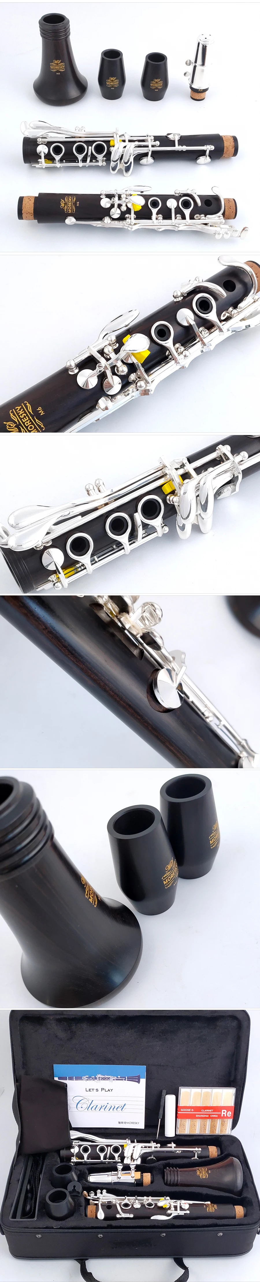 MORESKY Klarinette Bb Ebenholz Golden 17 Klappen Grenadilla Sib Klarinette M61/M6 – Detail 2