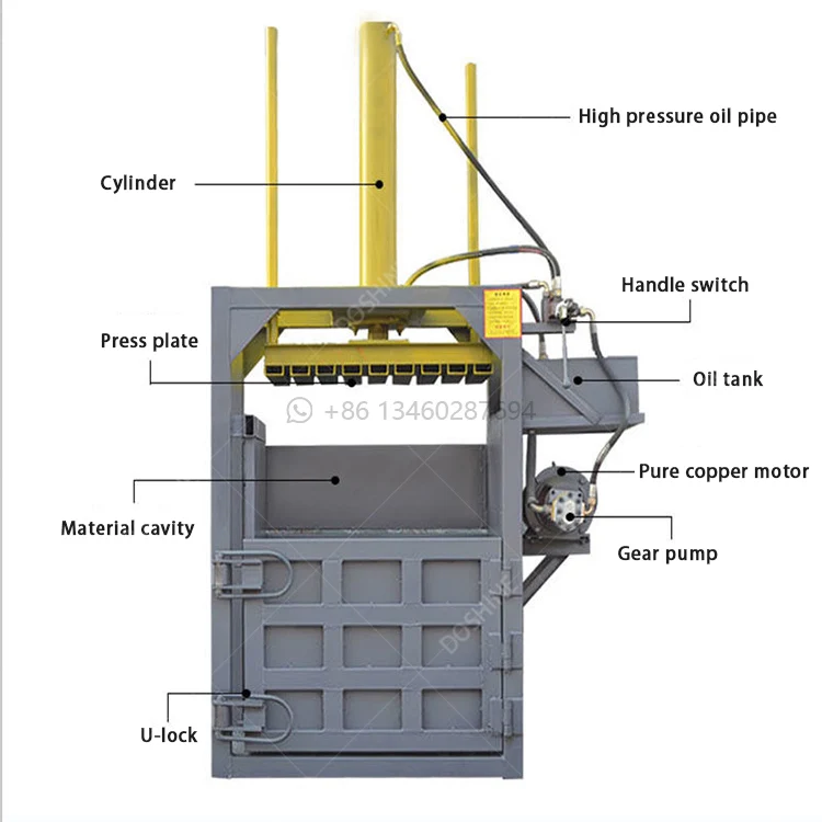 Waste Paper Compressor Machine Cardboard Baling Press Machine Used Clothes And Textile Compress Baler Machine