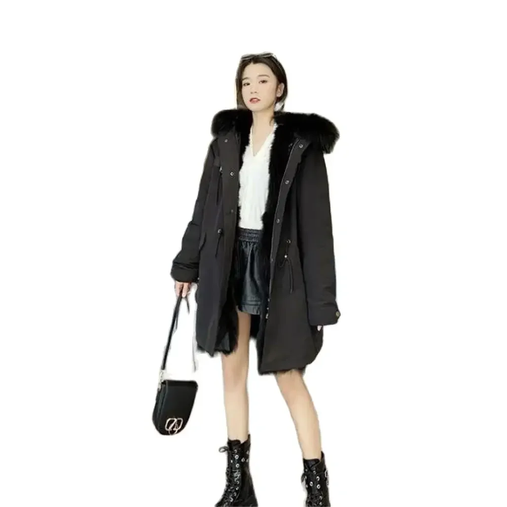 Pop para baixo longo jaquetas à prova dwaterproof água para mulheres casaco de pele de raposa do falso para o sexo feminino quente puffer jaqueta para senhora roupas de inverno 2024