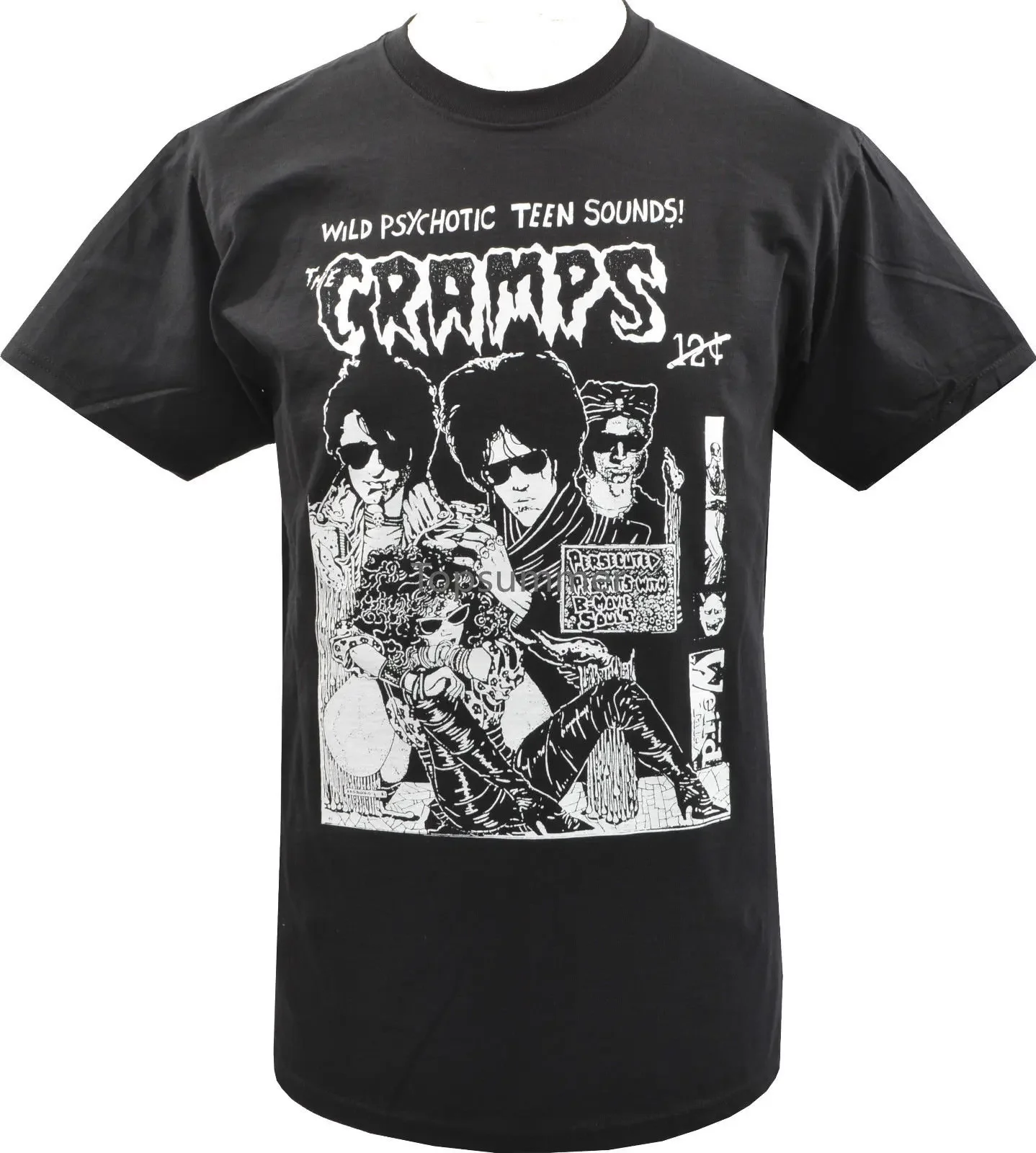 Mens T-Shirt The Cramps Psychobilly Garage B-Movie Horror Gig Poster Lux S-3Xl High Quality Casual Printing Tee Shirts